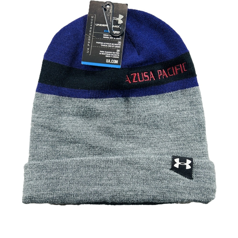 Under Armour Beanie Unisex OSFA Blue Grey Azusa Pacific ColdGear Knit Hat